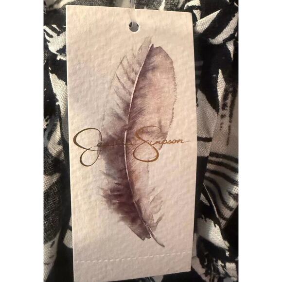 Jessica Simpson Blouse Top Womens XL Black White Geo Print Spaghetti Halter - Picture 8 of 8